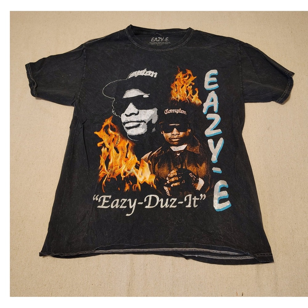 Eazy-E Eazy-Duz-It Graphic T-Shirt Mens Small Black Faded Vintage Style Cotton